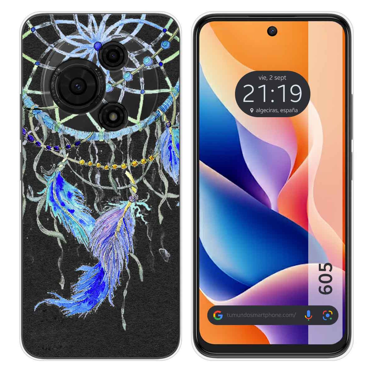 Funda Silicona Transparente para TCL 605 diseño Plumas Dibujos