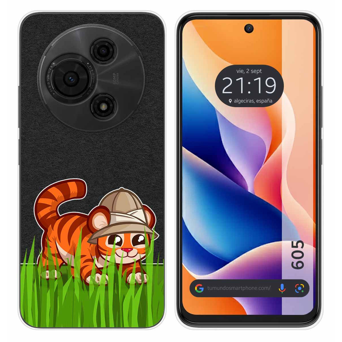 Funda Silicona Transparente para TCL 605 diseño Tigre Dibujos