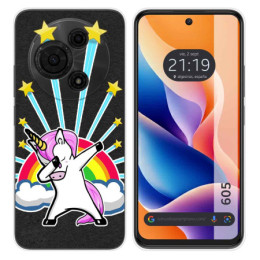Funda Silicona Transparente para TCL 605 diseño Unicornio Dibujos