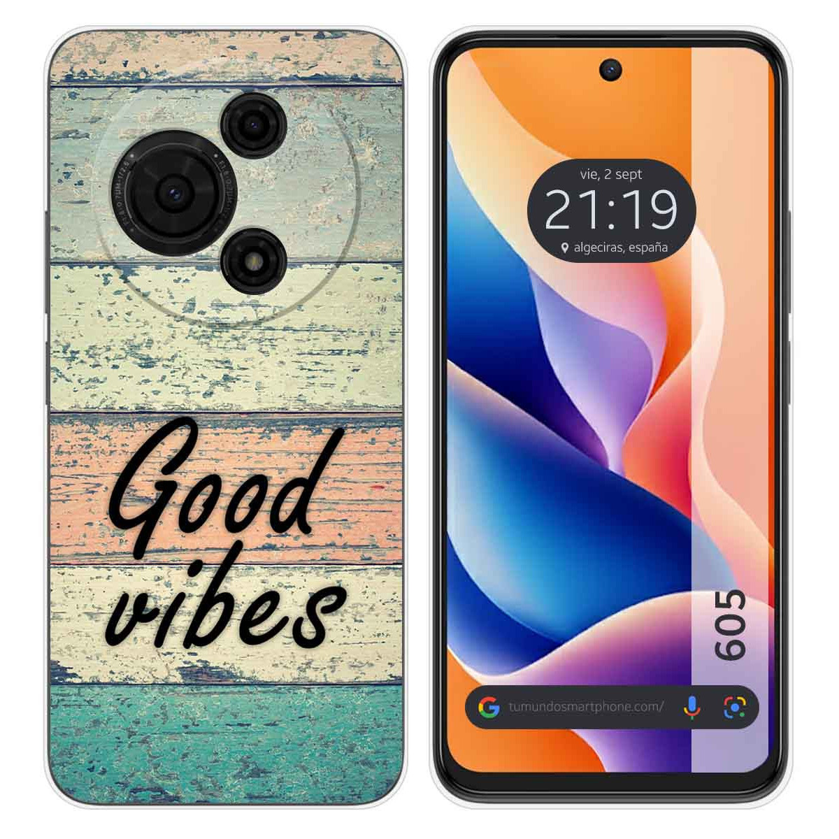 Funda Silicona para TCL 605 diseño Madera 01 Dibujos