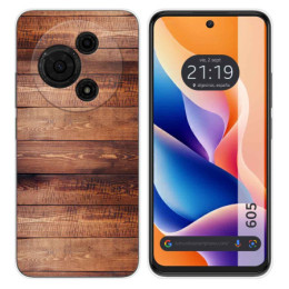 Funda Silicona para TCL 605 diseño Madera 02 Dibujos