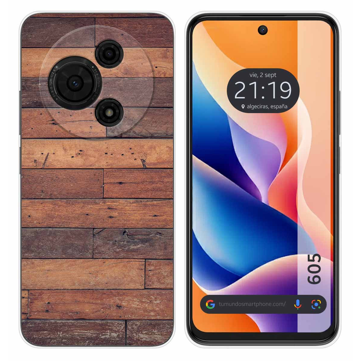 Funda Silicona para TCL 605 diseño Madera 03 Dibujos