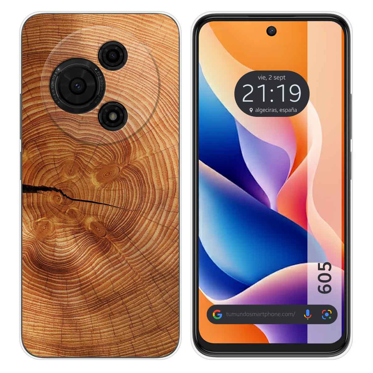 Funda Silicona para TCL 605 diseño Madera 04 Dibujos