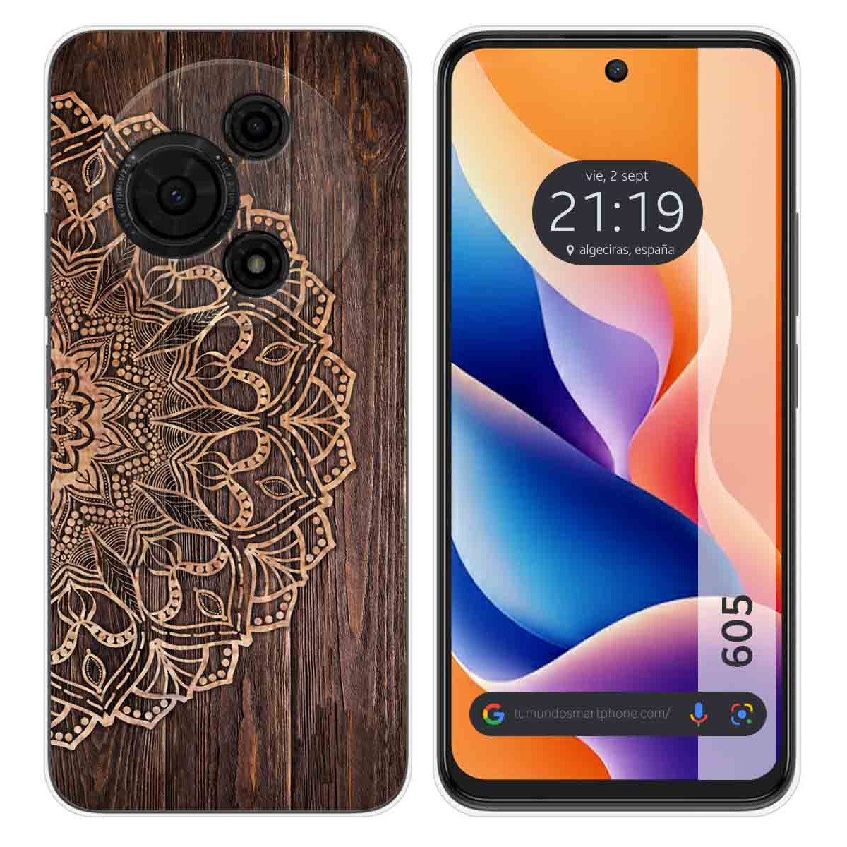 Funda Silicona para TCL 605 diseño Madera 06 Dibujos