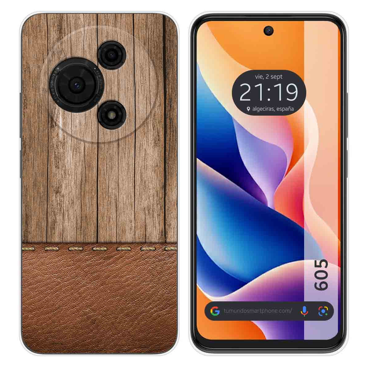 Funda Silicona para TCL 605 diseño Madera 09 Dibujos