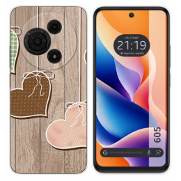 Funda Silicona para TCL 605 diseño Corazones Madera Dibujos