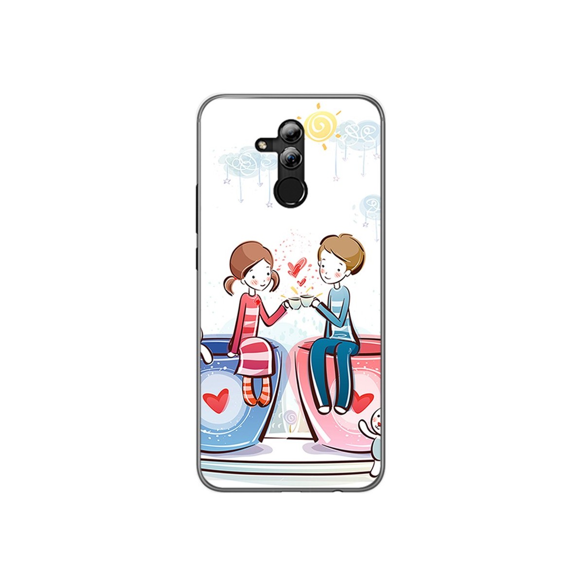 Funda Gel Tpu para Huawei Mate 20 Lite Diseño Cafe Dibujos