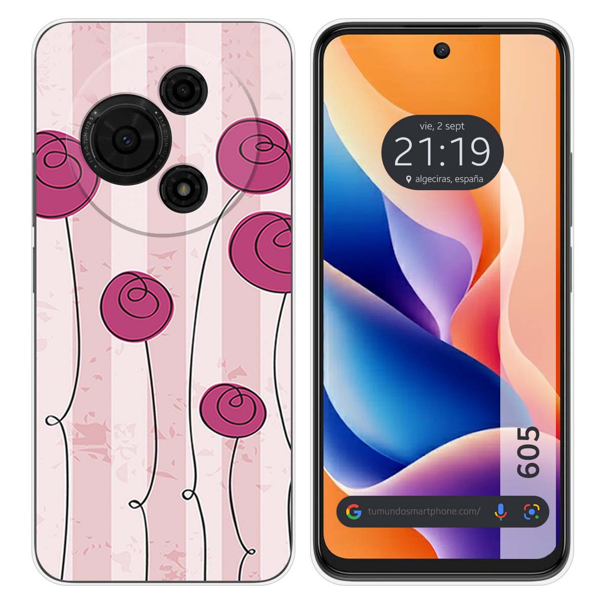 Funda Silicona para TCL 605 diseño Flores Vintage Dibujos