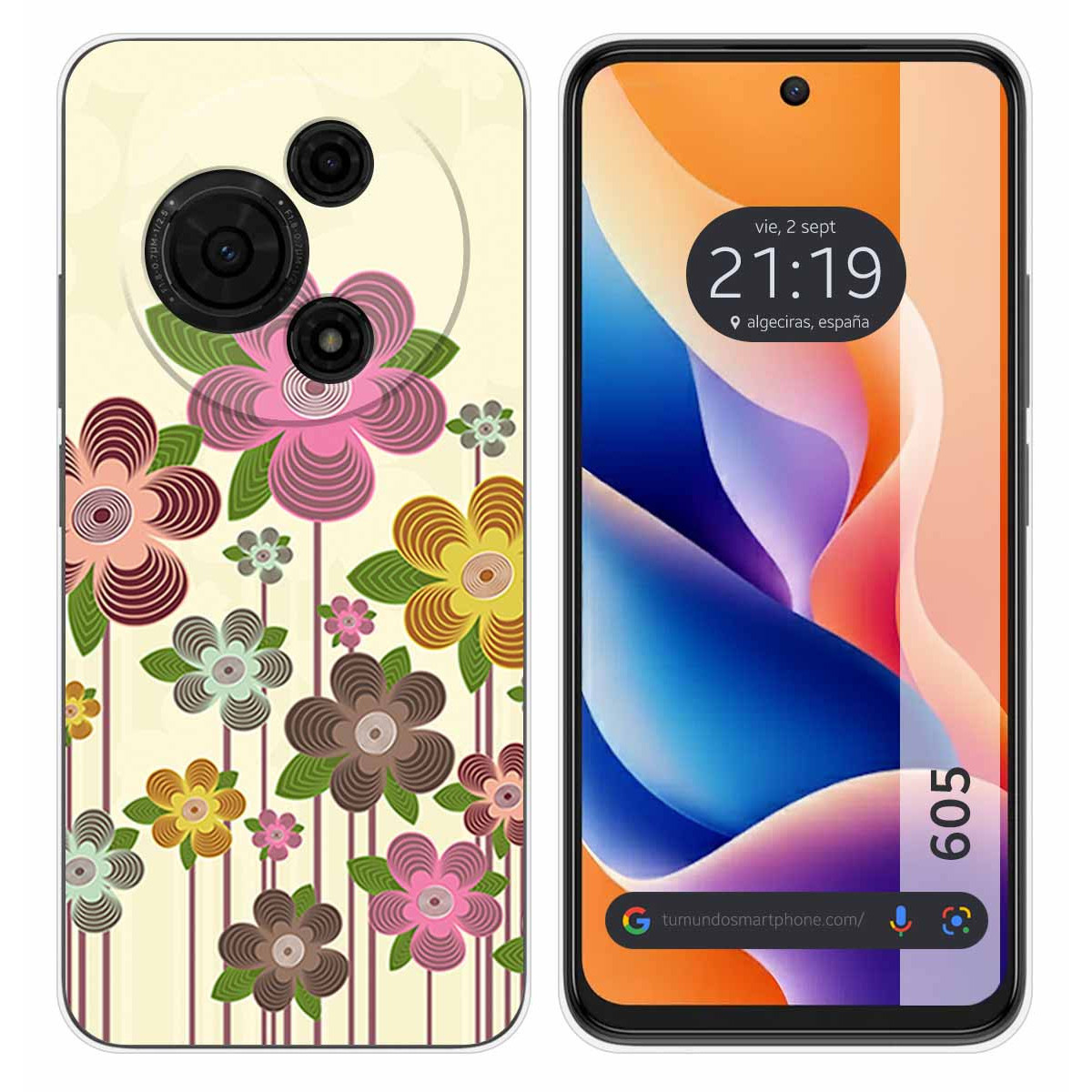 Funda Silicona para TCL 605 diseño Primavera En Flor Dibujos
