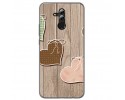 Funda Gel Tpu para Huawei Mate 20 Lite Diseño Corazones Madera Dibujos