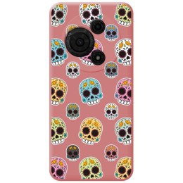 Funda Silicona Líquida Rosa para TCL 605 diseño Catrina Dibujos