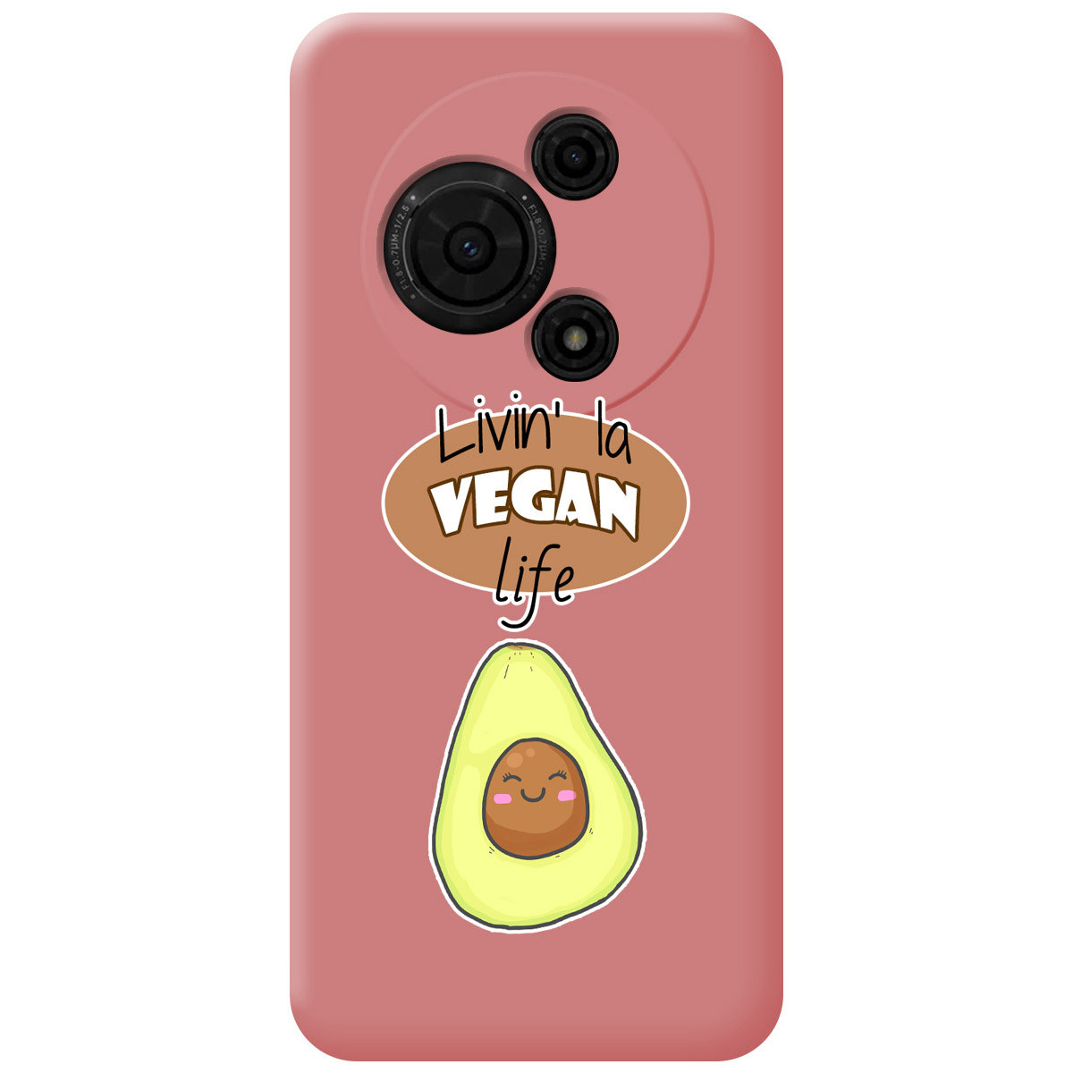 Funda Silicona Líquida Rosa para TCL 605 diseño Vegan Life Dibujos