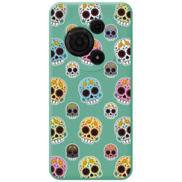 Funda Silicona Líquida Verde para TCL 605 diseño Catrina Dibujos