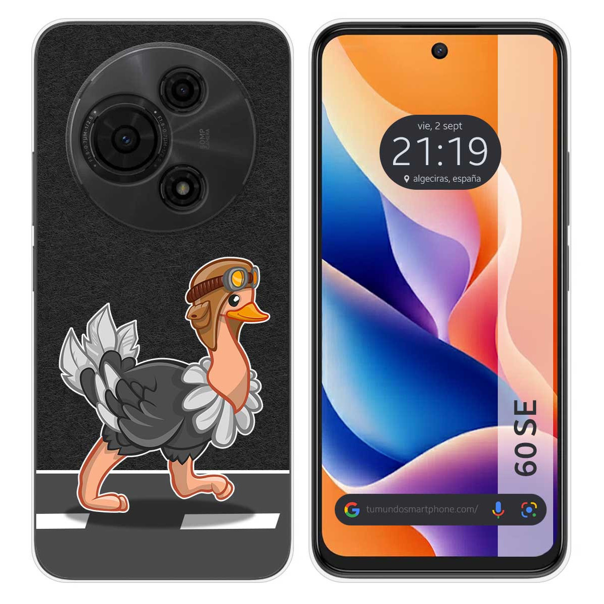Funda Silicona Transparente para TCL 60 SE diseño Avestruz Dibujos