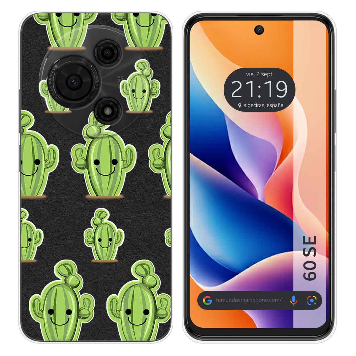 Funda Silicona Transparente para TCL 60 SE diseño Cactus Dibujos