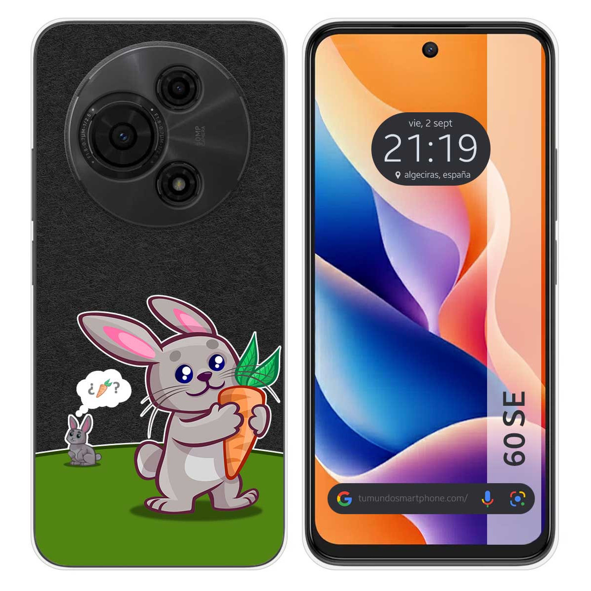 Funda Silicona Transparente para TCL 60 SE diseño Conejo Dibujos