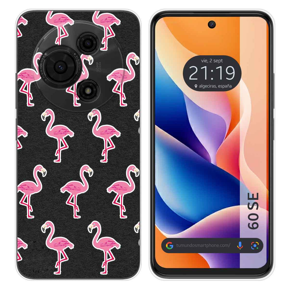 Funda Silicona Transparente para TCL 60 SE diseño Flamenco Dibujos