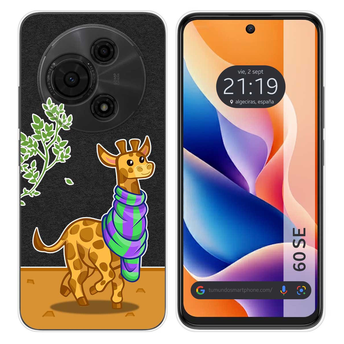 Funda Silicona Transparente para TCL 60 SE diseño Jirafa Dibujos