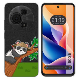 Funda Silicona Transparente para TCL 60 SE diseño Panda Dibujos