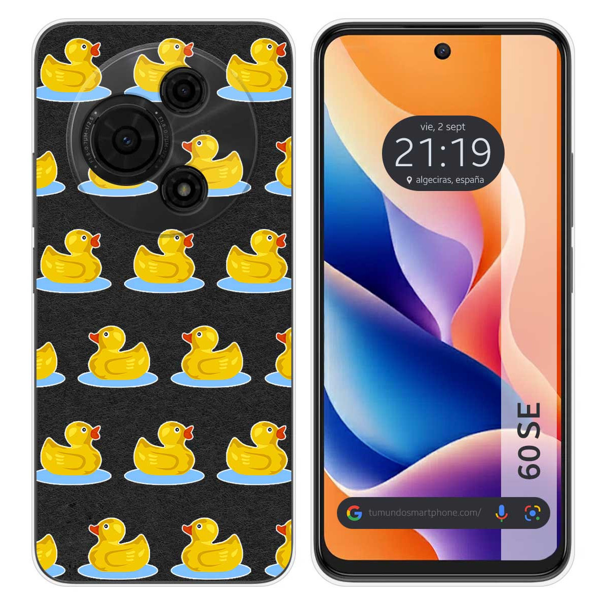 Funda Silicona Transparente para TCL 60 SE diseño Pato Dibujos
