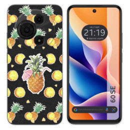 Funda Silicona Transparente para TCL 60 SE diseño Piña Dibujos