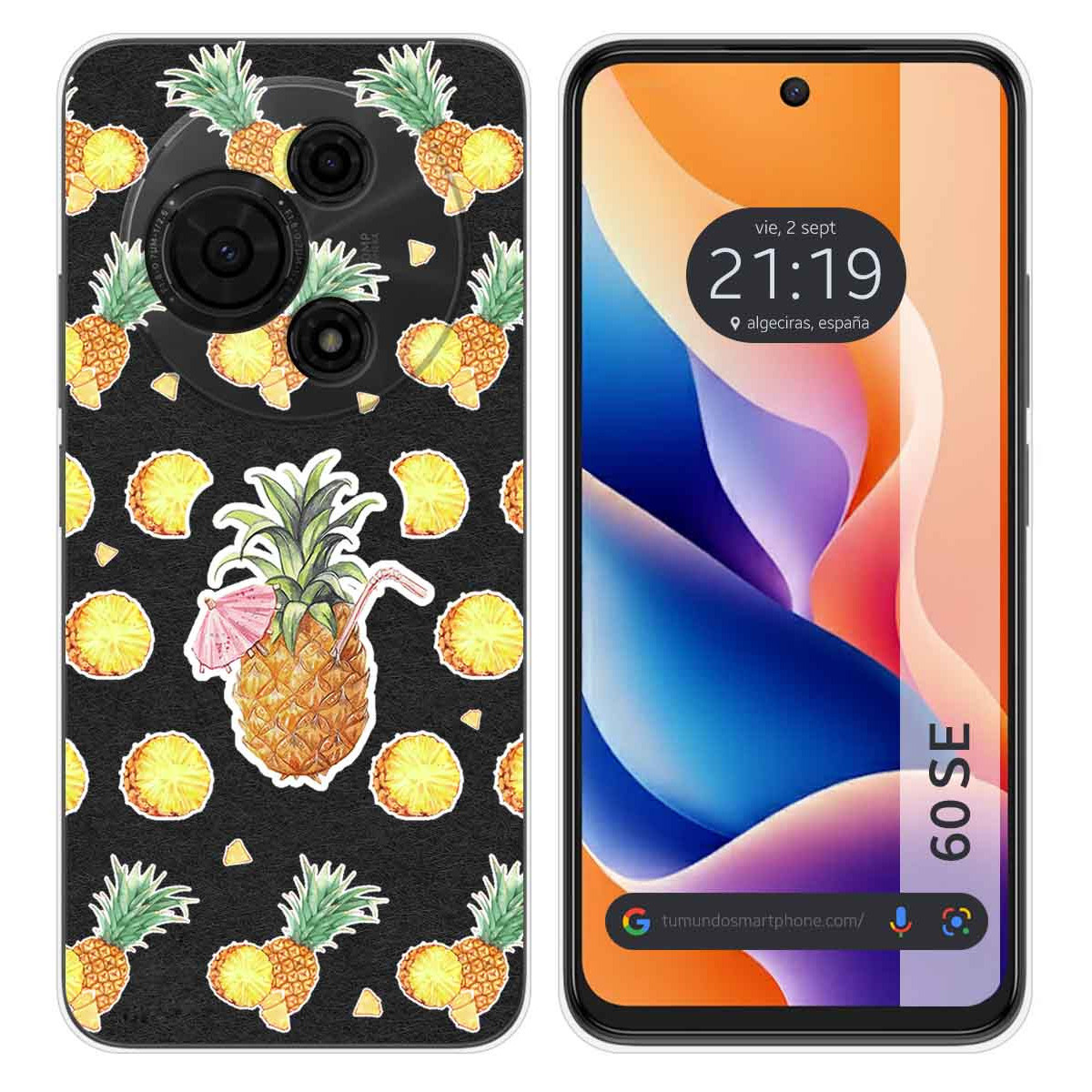 Funda Silicona Transparente para TCL 60 SE diseño Piña Dibujos