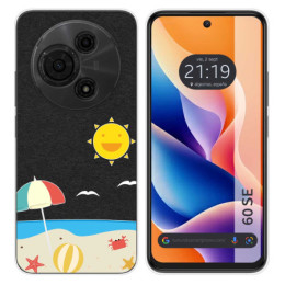 Funda Silicona Transparente para TCL 60 SE diseño Playa Dibujos