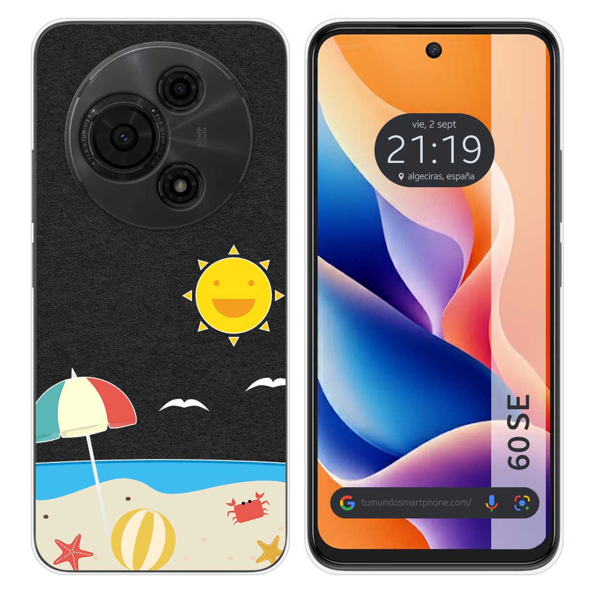 Funda Silicona Transparente para TCL 60 SE diseño Playa Dibujos