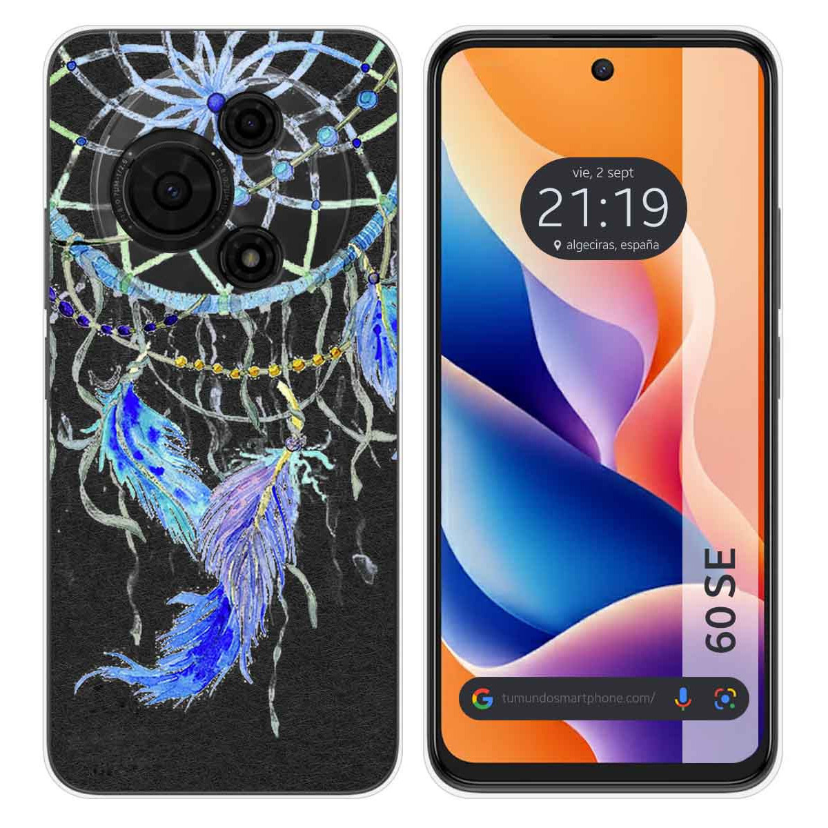 Funda Silicona Transparente para TCL 60 SE diseño Plumas Dibujos