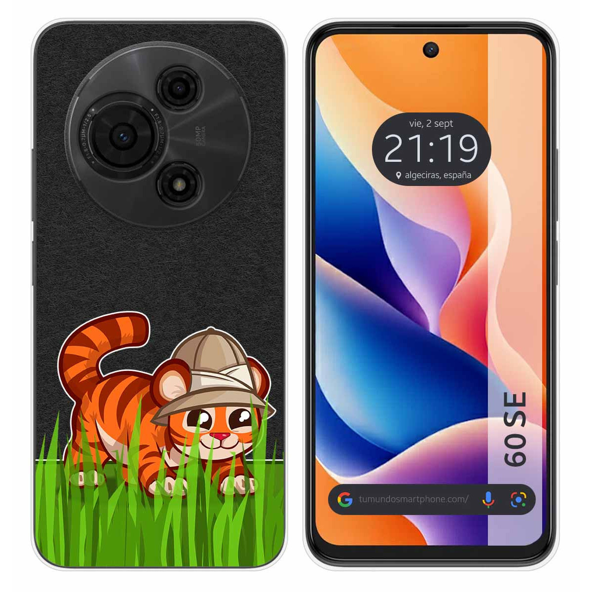 Funda Silicona Transparente para TCL 60 SE diseño Tigre Dibujos