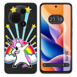 Funda Silicona Transparente para TCL 60 SE diseño Unicornio Dibujos