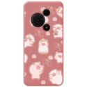 Funda Silicona Líquida Rosa para TCL 60 SE diseño Cerdos Dibujos