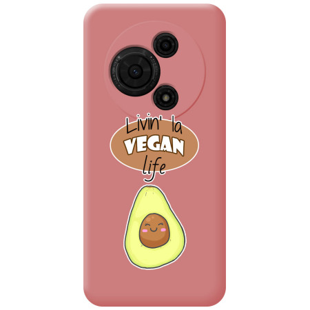 Funda Silicona Líquida Rosa para TCL 60 SE diseño Vegan Life Dibujos