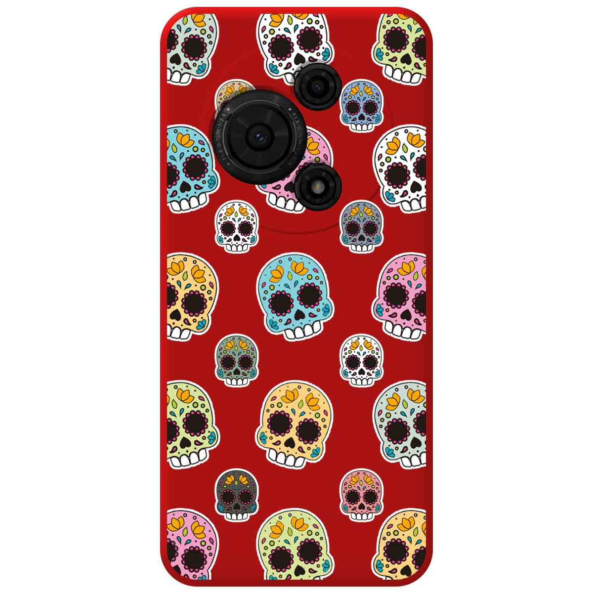 Funda Silicona Líquida Roja para TCL 60 SE diseño Catrina Dibujos