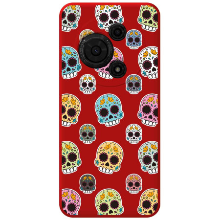 Funda Silicona Líquida Roja para TCL 60 SE diseño Catrina Dibujos