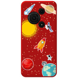 Funda Silicona Líquida Roja para TCL 60 SE diseño Espacio Dibujos
