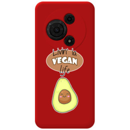 Funda Silicona Líquida Roja para TCL 60 SE diseño Vegan Life Dibujos