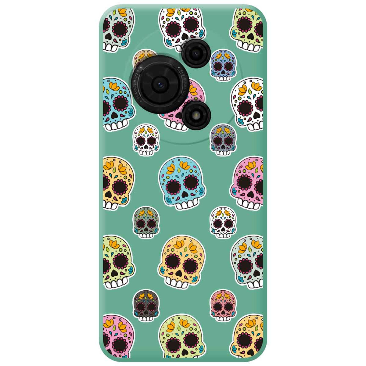 Funda Silicona Líquida Verde para TCL 60 SE diseño Catrina Dibujos