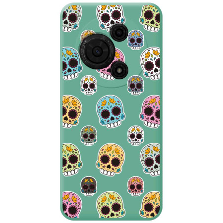 Funda Silicona Líquida Verde para TCL 60 SE diseño Catrina Dibujos