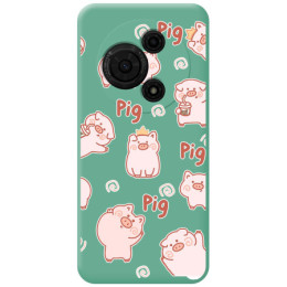 Funda Silicona Líquida Verde para TCL 60 SE diseño Cerdos Dibujos