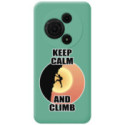 Funda Silicona Líquida Verde para TCL 60 SE diseño Hombre Escalada Dibujos