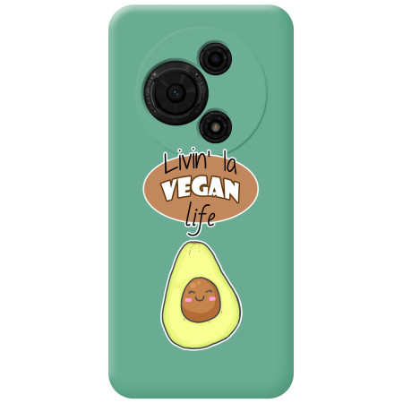 Funda Silicona Líquida Verde para TCL 60 SE diseño Vegan Life Dibujos