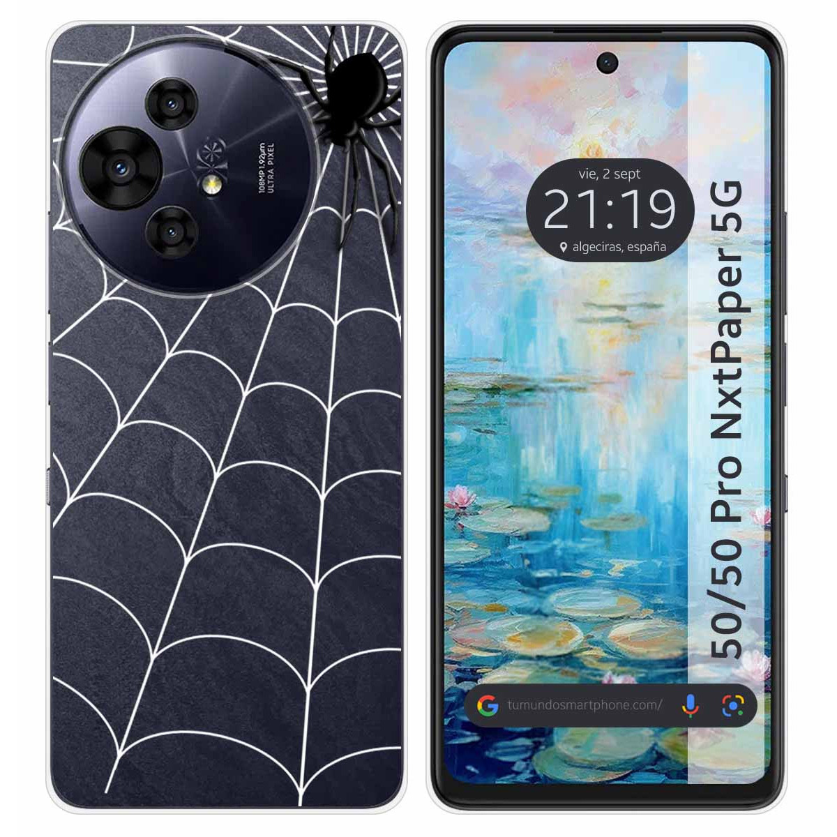 Funda Silicona Transparente para TCL 50 / 50 Pro NXTPAPER 5G diseño Araña Dibujos