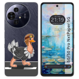 Funda Silicona Transparente para TCL 50 / 50 Pro NXTPAPER 5G diseño Avestruz Dibujos