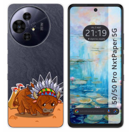 Funda Silicona Transparente para TCL 50 / 50 Pro NXTPAPER 5G diseño Bufalo Dibujos