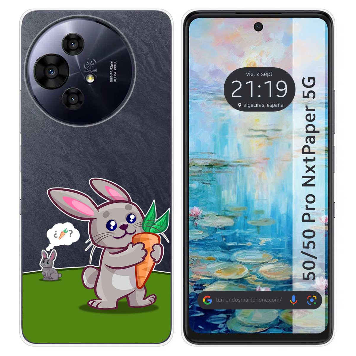 Funda Silicona Transparente para TCL 50 / 50 Pro NXTPAPER 5G diseño Conejo Dibujos