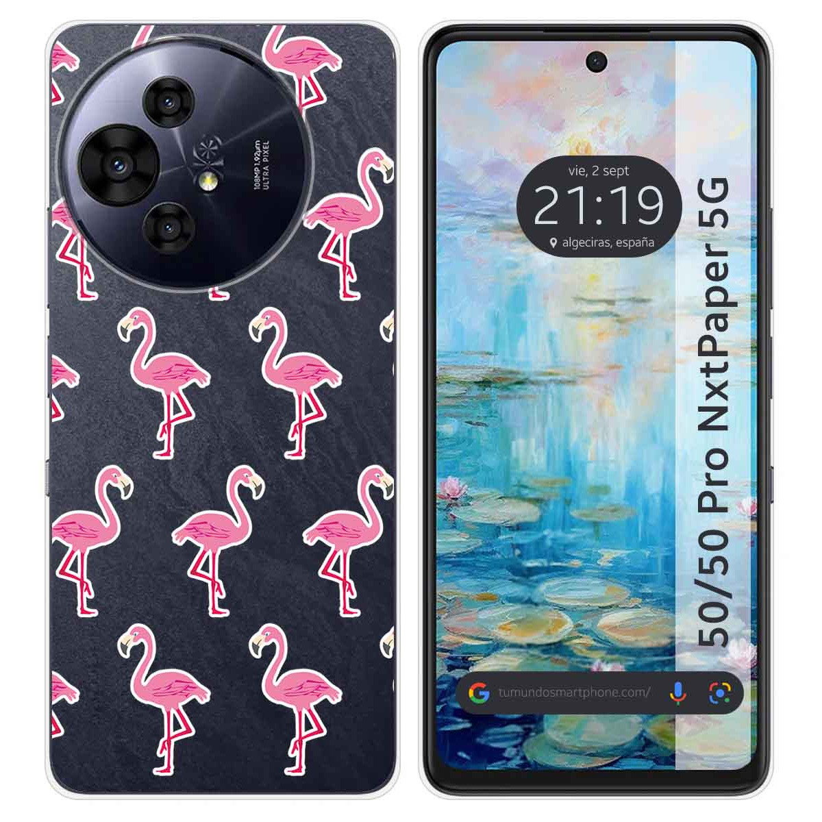 Funda Silicona Transparente para TCL 50 / 50 Pro NXTPAPER 5G diseño Flamenco Dibujos