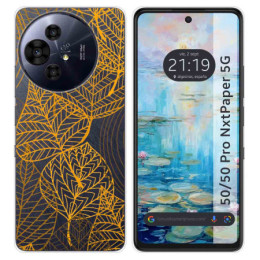 Funda Silicona Transparente para TCL 50 / 50 Pro NXTPAPER 5G diseño Hojas Dibujos