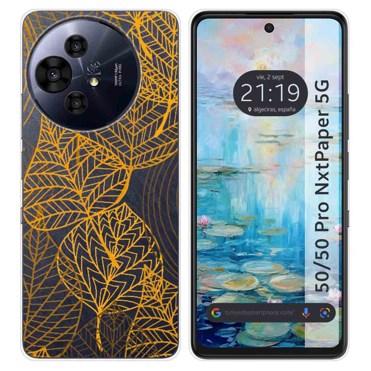 Funda Silicona Transparente para TCL 50 / 50 Pro NXTPAPER 5G diseño Hojas Dibujos