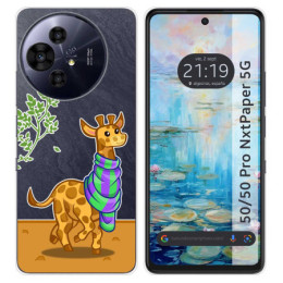Funda Silicona Transparente para TCL 50 / 50 Pro NXTPAPER 5G diseño Jirafa Dibujos